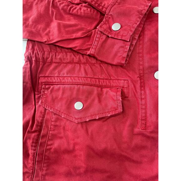 GAP Red Utility Jacket Pockets Zipper Snap Buttons - Size Women's Medium - Picture 4 of 9